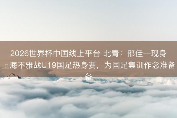 2026世界杯中国线上平台 北青：邵佳一现身上海不雅战U19国足热身赛，为国足集训作念准备
