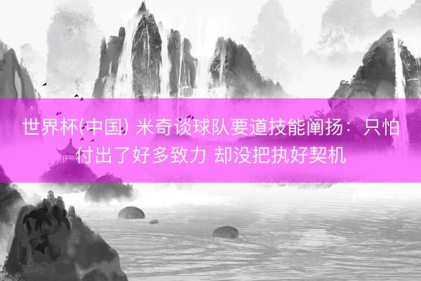 世界杯(中国) 米奇谈球队要道技能阐扬：只怕付出了好多致力 却没把执好契机
