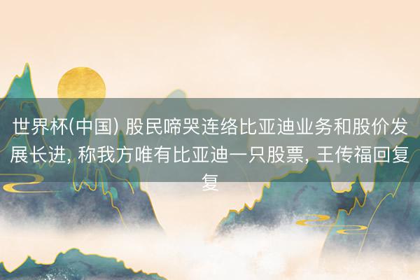 世界杯(中国) 股民啼哭连络比亚迪业务和股价发展长进， 称我方唯有比亚迪一只股票， 王传福回复