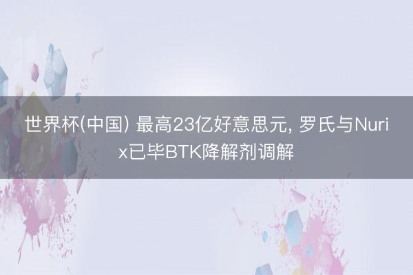 世界杯(中国) 最高23亿好意思元， 罗氏与Nurix已毕BTK降解剂调解