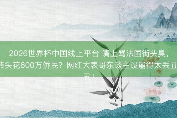 2026世界杯中国线上平台 嘴上骂法国街头臭，转头花600万侨民？网红大表哥东谈主设崩得太丢丑！