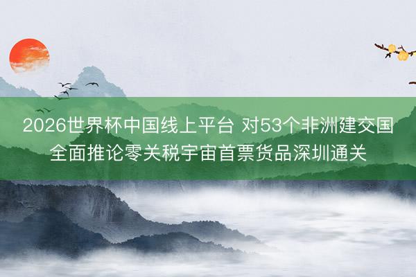 2026世界杯中国线上平台 对53个非洲建交国全面推论零关税宇宙首票货品深圳通关