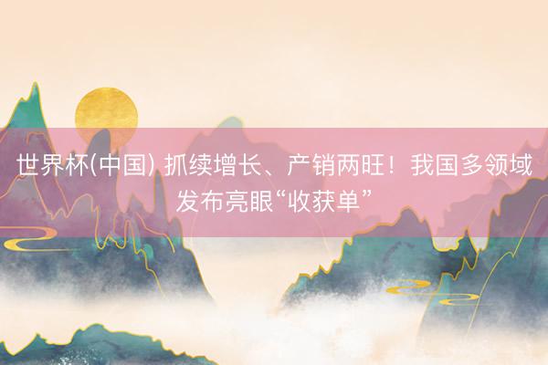 世界杯(中国) 抓续增长、产销两旺！我国多领域发布亮眼“收获单”